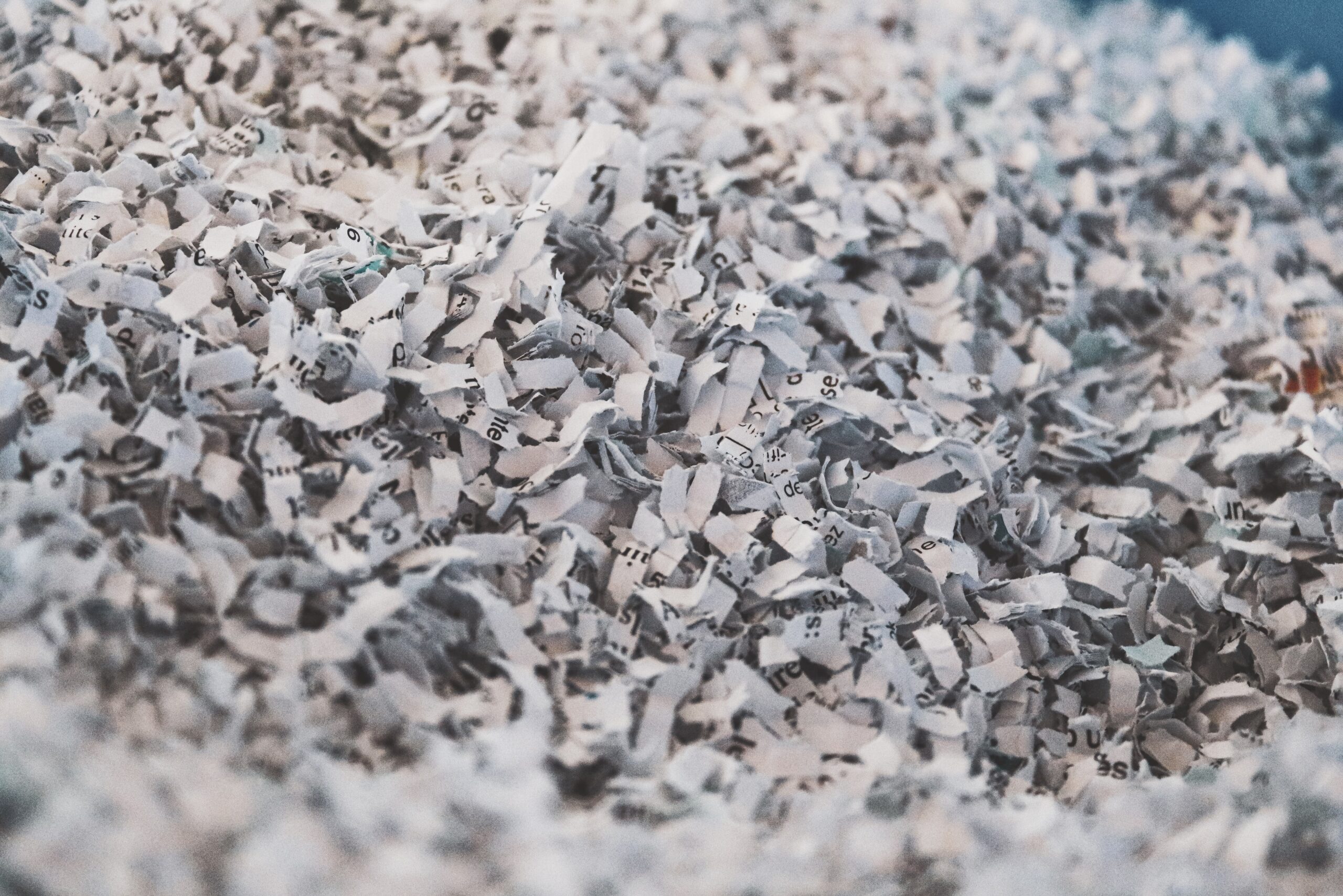 Close up of a shredded pile of paper
